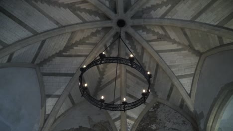 gothic ceiling with chandelier