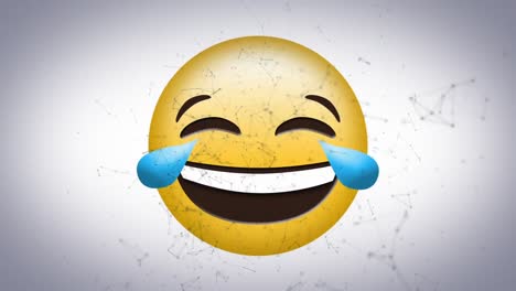 animación del icono de emoji feliz a través de la red de conexiones