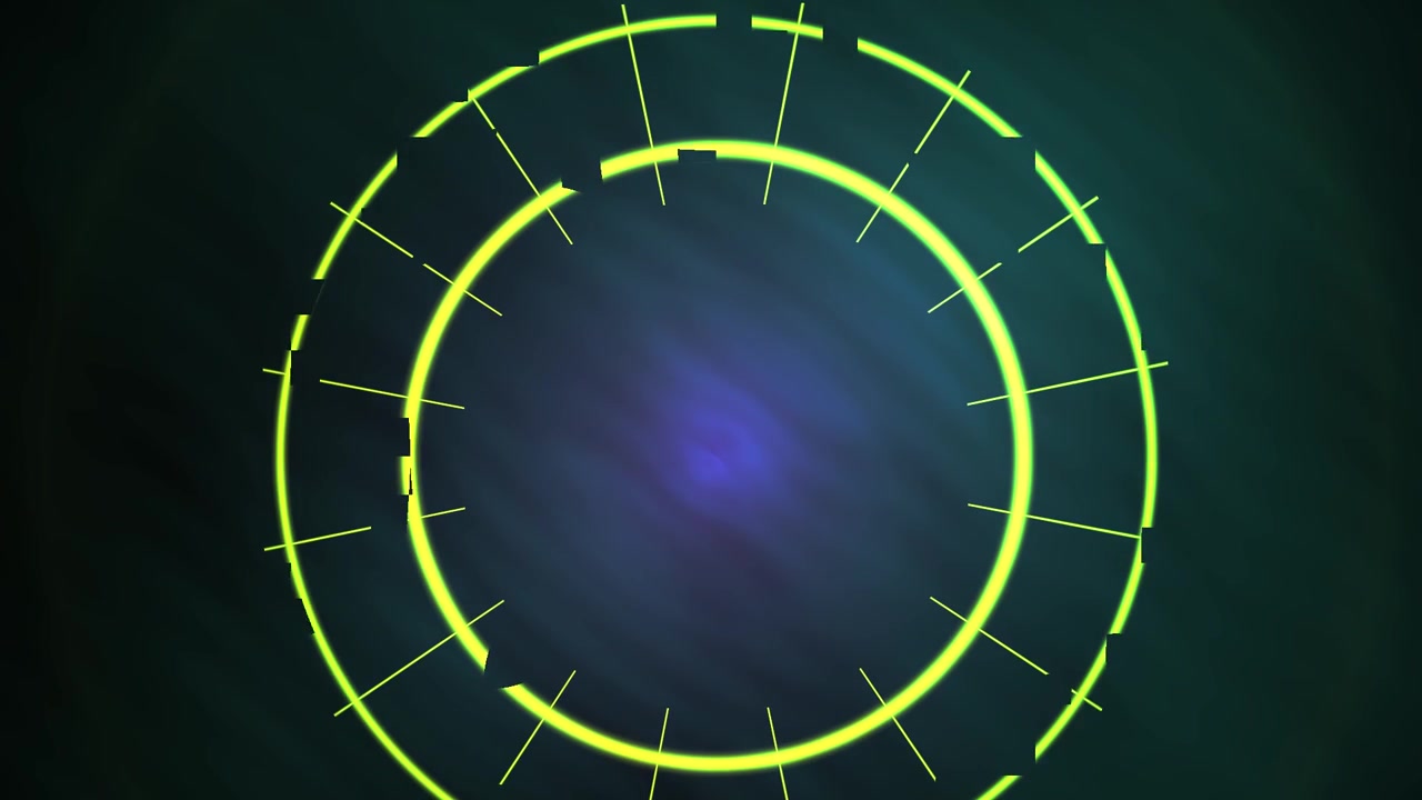 Animazione astratta dinamica di anelli luminosi e particelle
