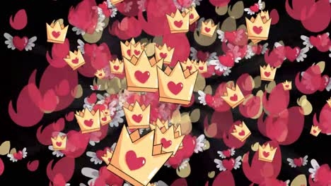 animated eggs, hearts, and crowns