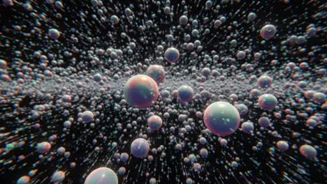 a stunning visual exploration of multidimensional spheres and particles in motion, capturing the intricacies of a cosmic journey through a vibrant universe