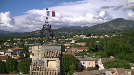 louds over a french village