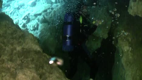 a scuba diver explores underwater caves in florida 3