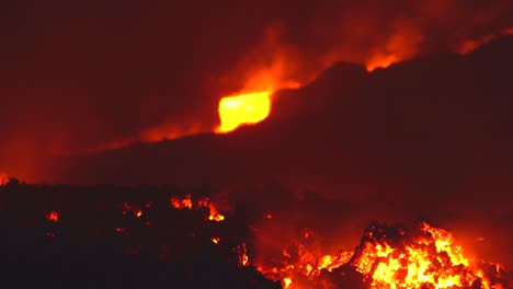 Pacaya volcano  eruption with lava flowing Volcán de Pacaya