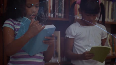 Animación-De-Redes-De-Conexiones-Entre-Diversos-Escolares-Leyendo-Libros.