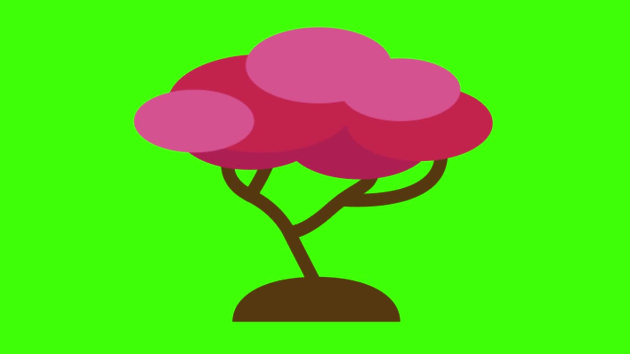 Animation of a tree icon on a green screen