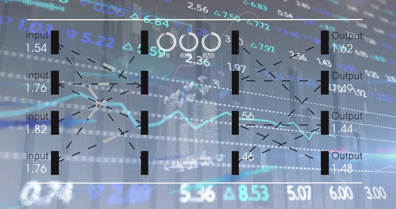 Animation of data processing over shapes