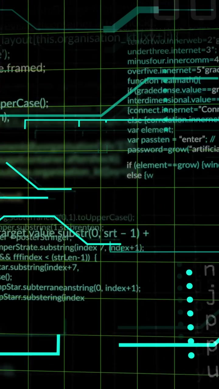 Animasjon av databehandling på svart bakgrunn