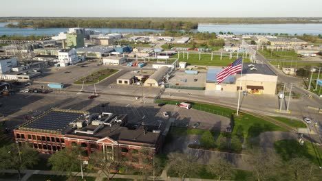 industrial facilities of basf chemical corporation in wyandotte, aerial drone view