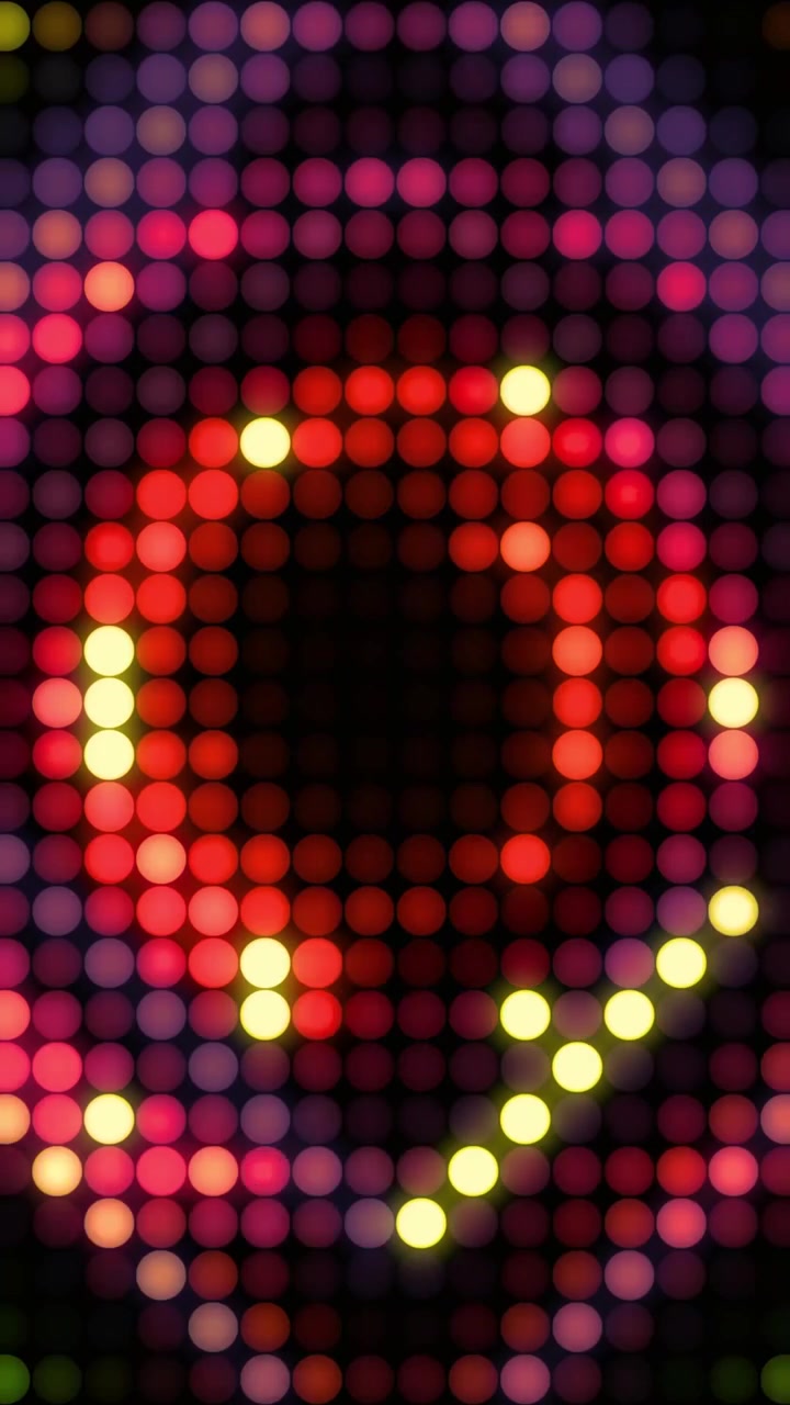 Sfondo verticale dinamico di luci circolari rosse e gialle lampeggianti.