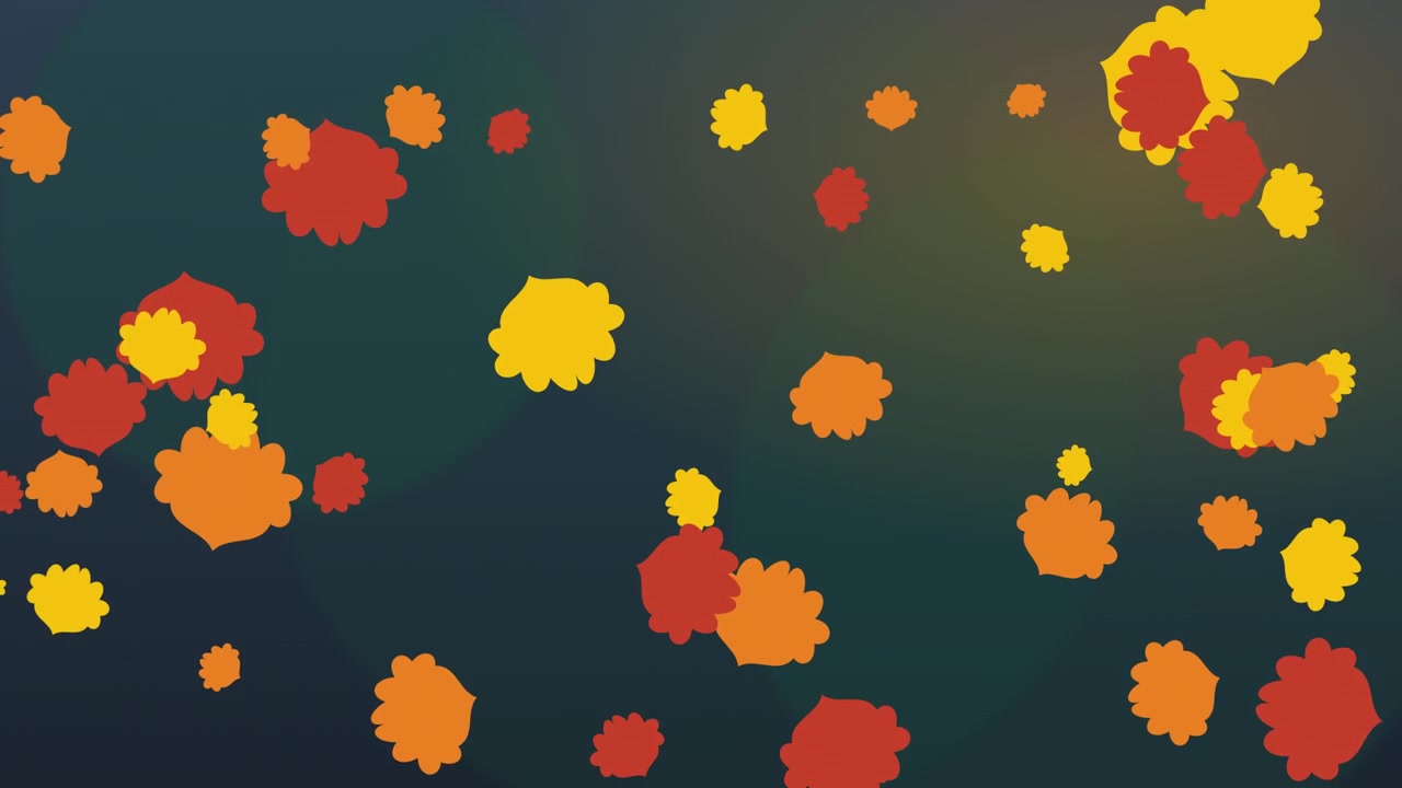 Abstract Motion Background with Floating Autumn Leaves