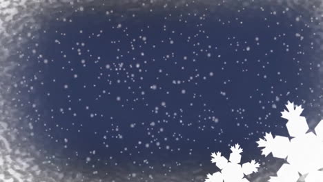 snowflakes falling animation on dark blue background with white snowflakes in corner