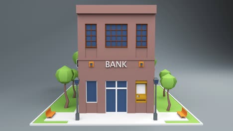 3d bank animation 4k with bank name on it.