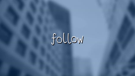 animación del texto de seguimiento con líneas fuera de foco cityscape