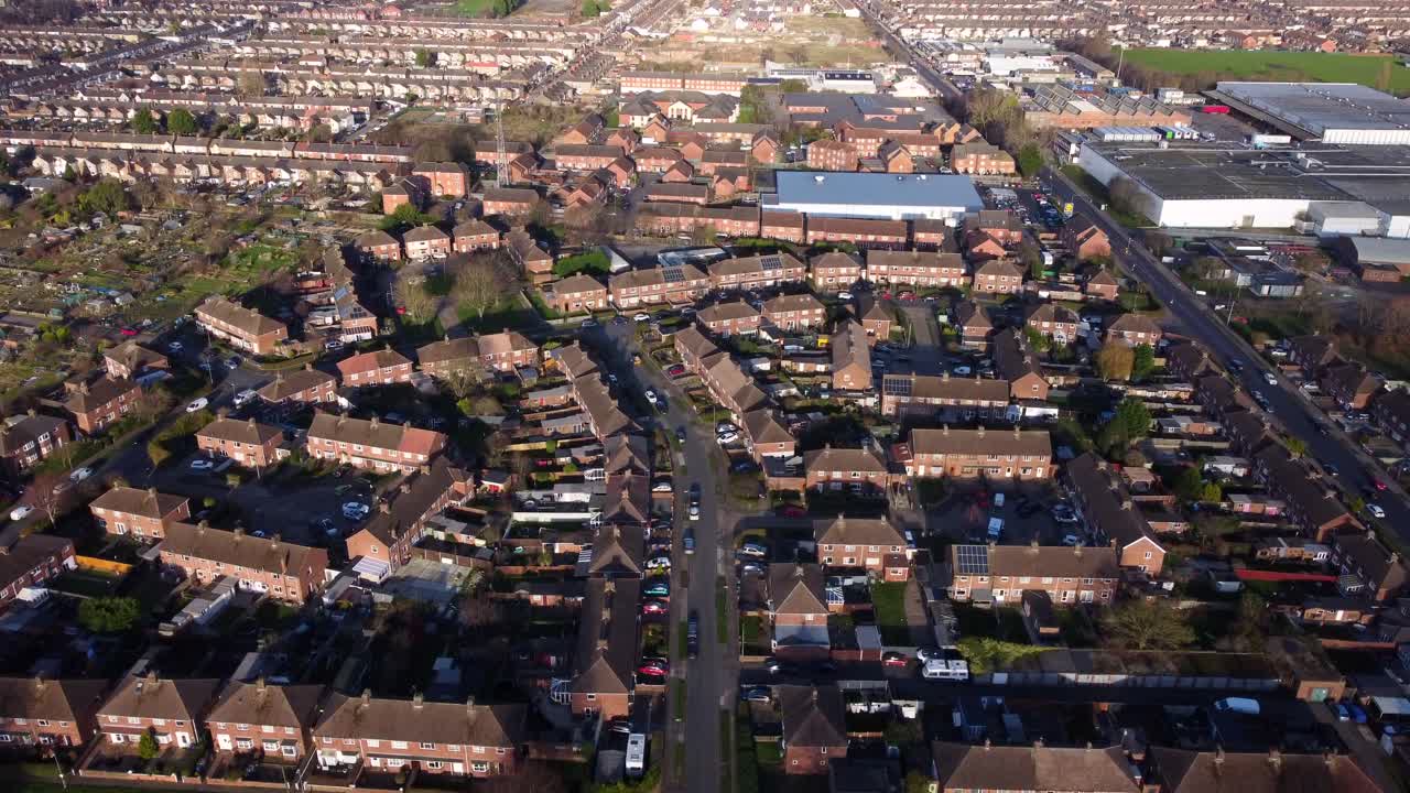 vista aérea de la ciudad y las casas de grimsby en lincolnshire, inglaterra, reino unido