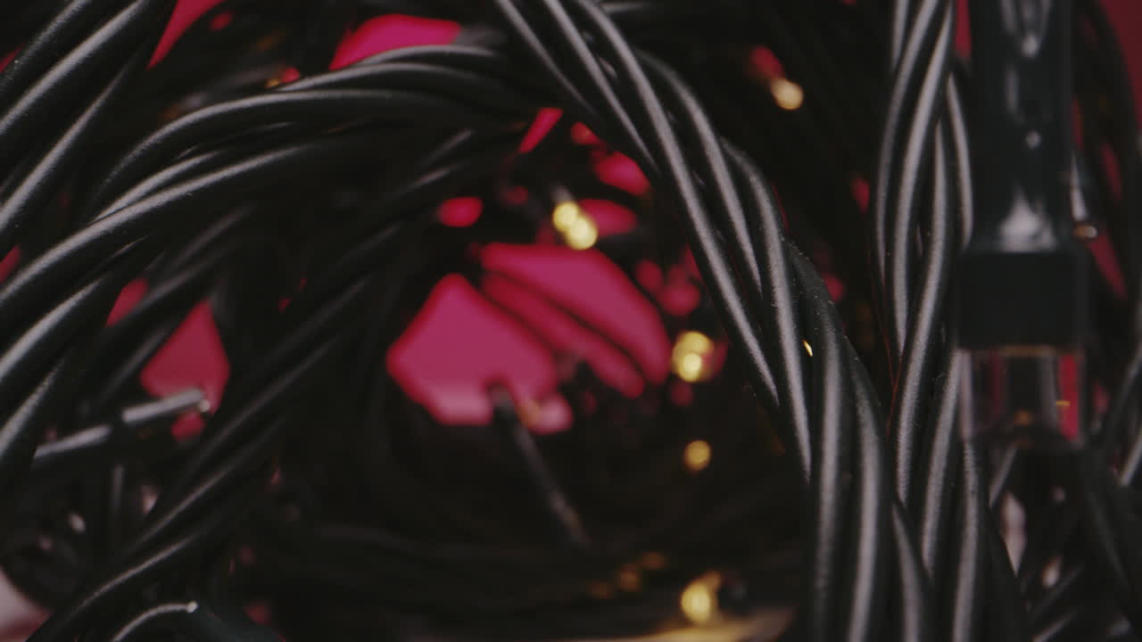 Close-up of tangled christmas lights