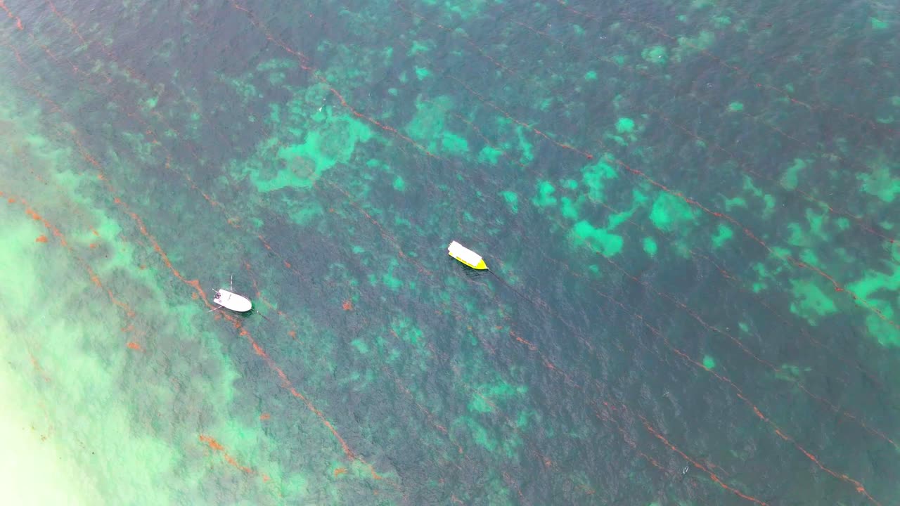 낚싯배의 공중 드론 영상