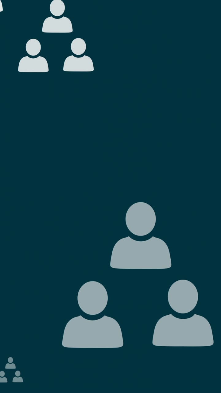 Animation of online white people icons moving on blue background