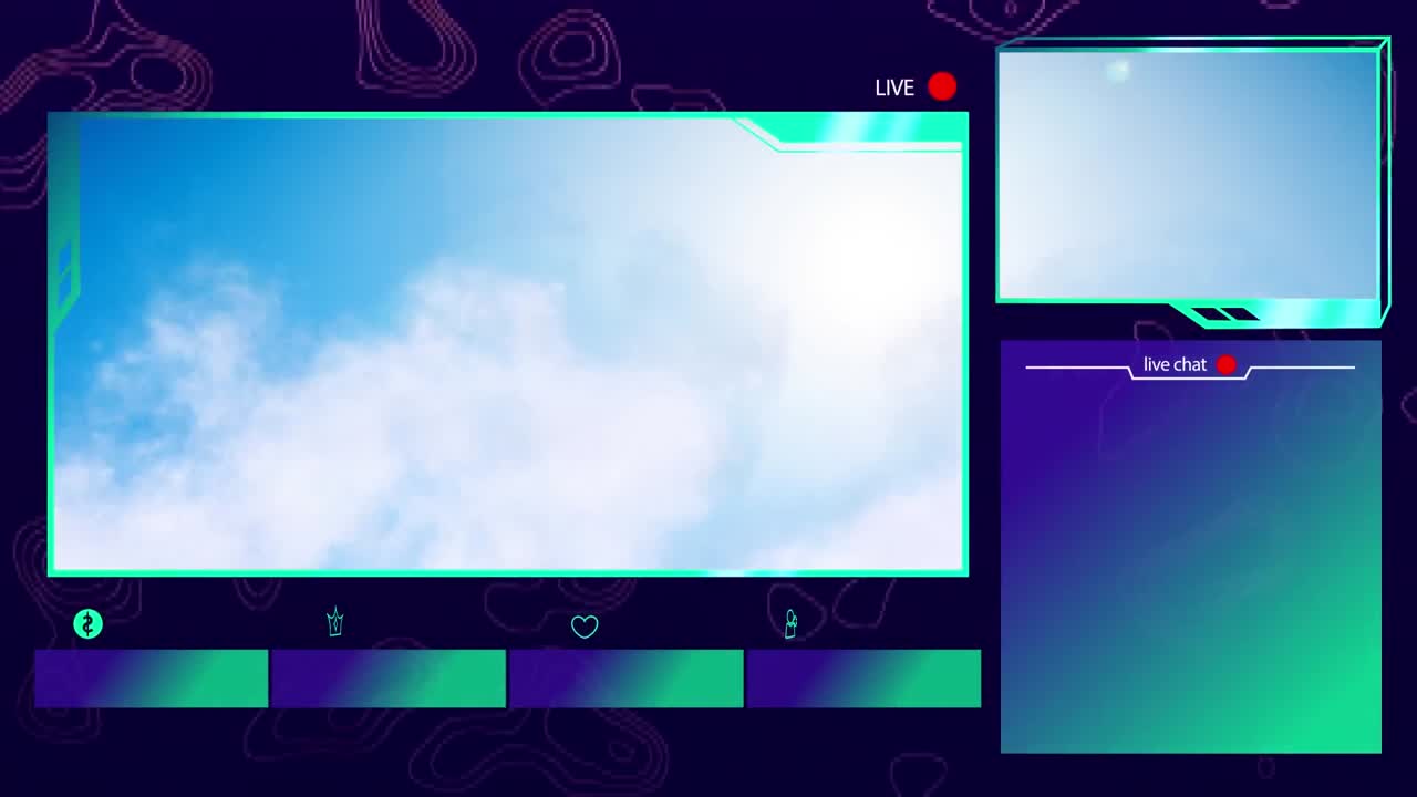 Animation of set of screens with digital interface with sky