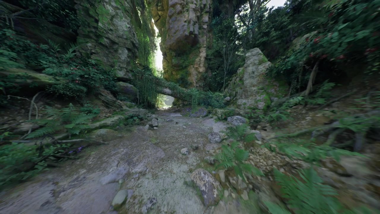 Hidden rugged pathway ancient erosion evidence in secluded natural pass