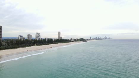 high-rise apartment buildings at the oceanfront of burleigh beach in queensland, australia