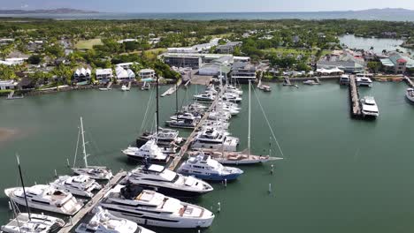 beautiful aerial of port denarau marina in fiji