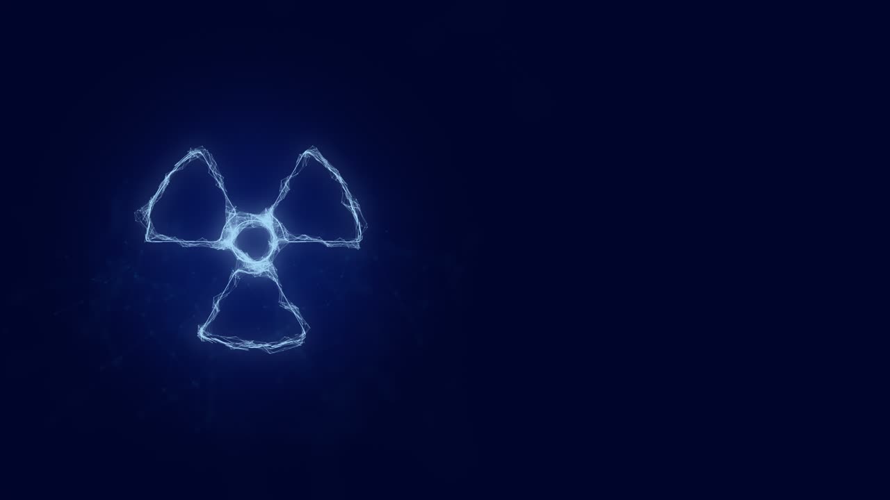 icono de símbolo radiactivo con efecto plexo. líneas conectadas con puntos. líneas plexo