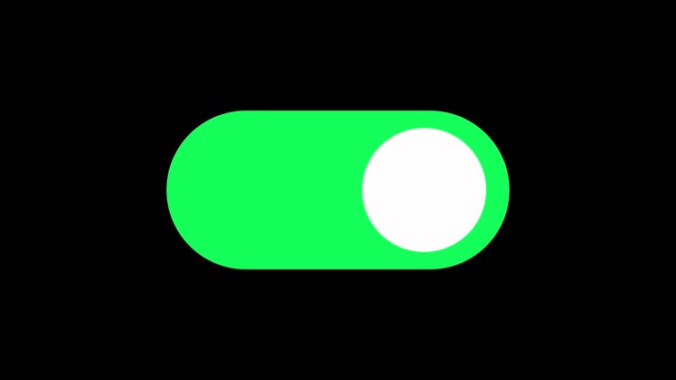 Green toggle switch in on position
