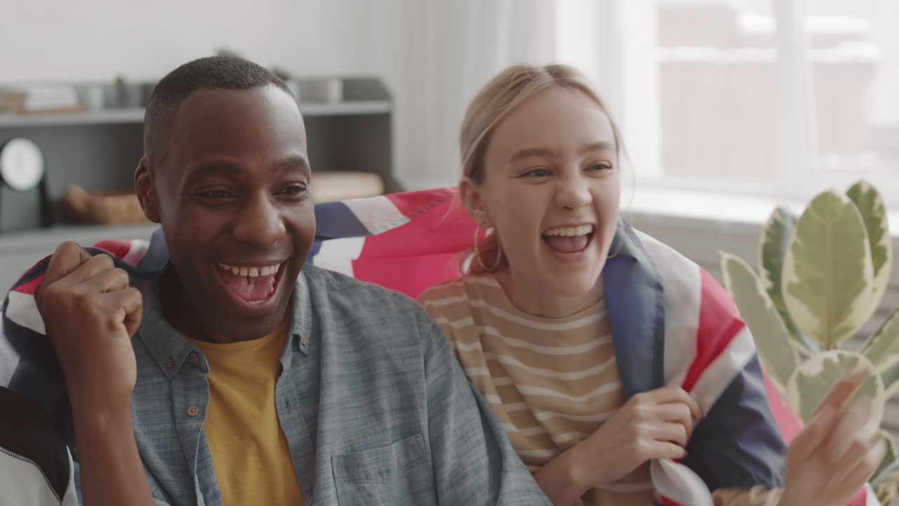 Diverse British Sports Fans at Home