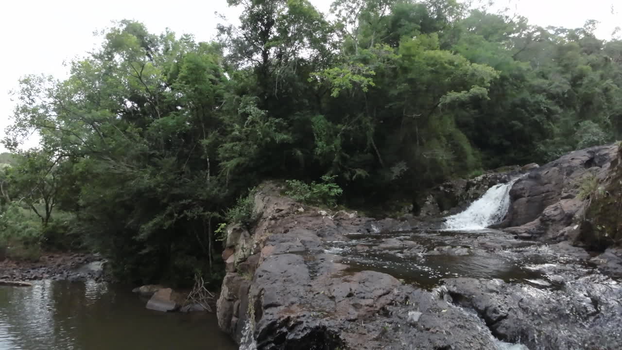 Drone waterfall river forest Salto El Yerba El Soberbio Misiones Argentina