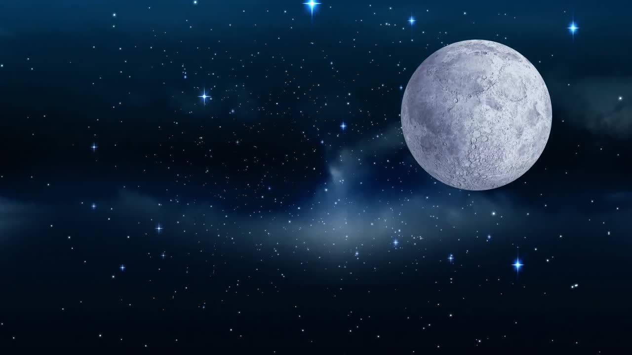 月と星のある空にスタートの文字が重なるアニメーション