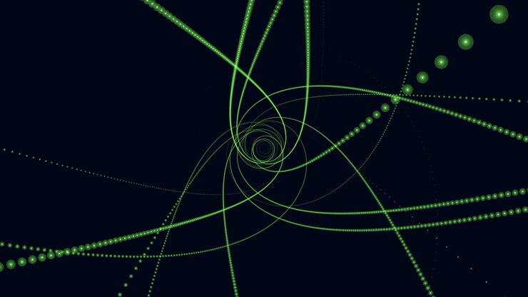 Dynamic spiral with radiating lines of light