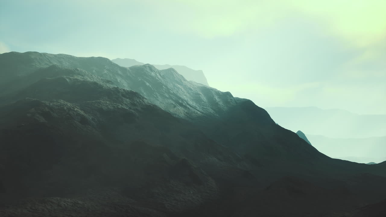 Majestic mountain landscape bathed in soft ethereal light at dawn