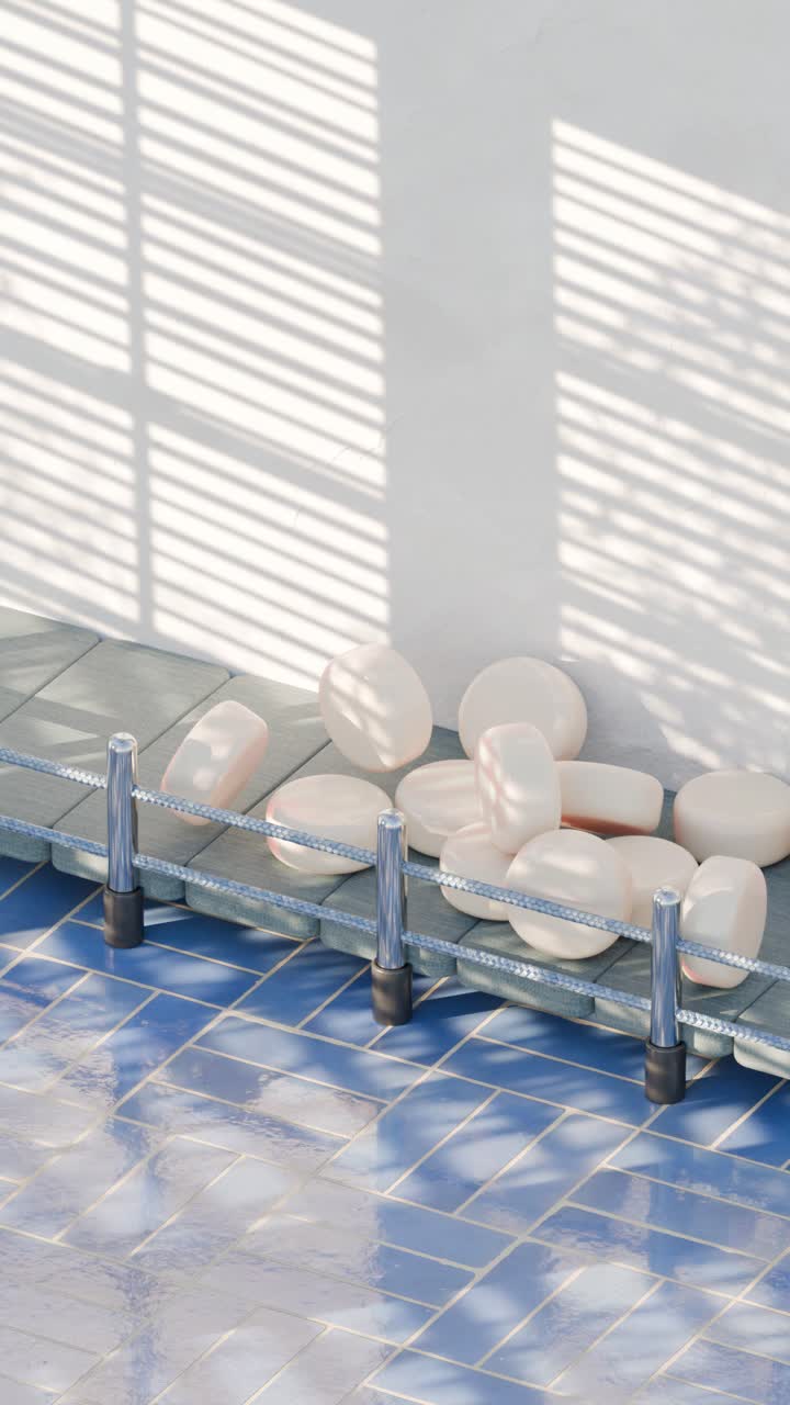 부드러운 파스텔 색으로 미니멀한 야외 마당 디자인