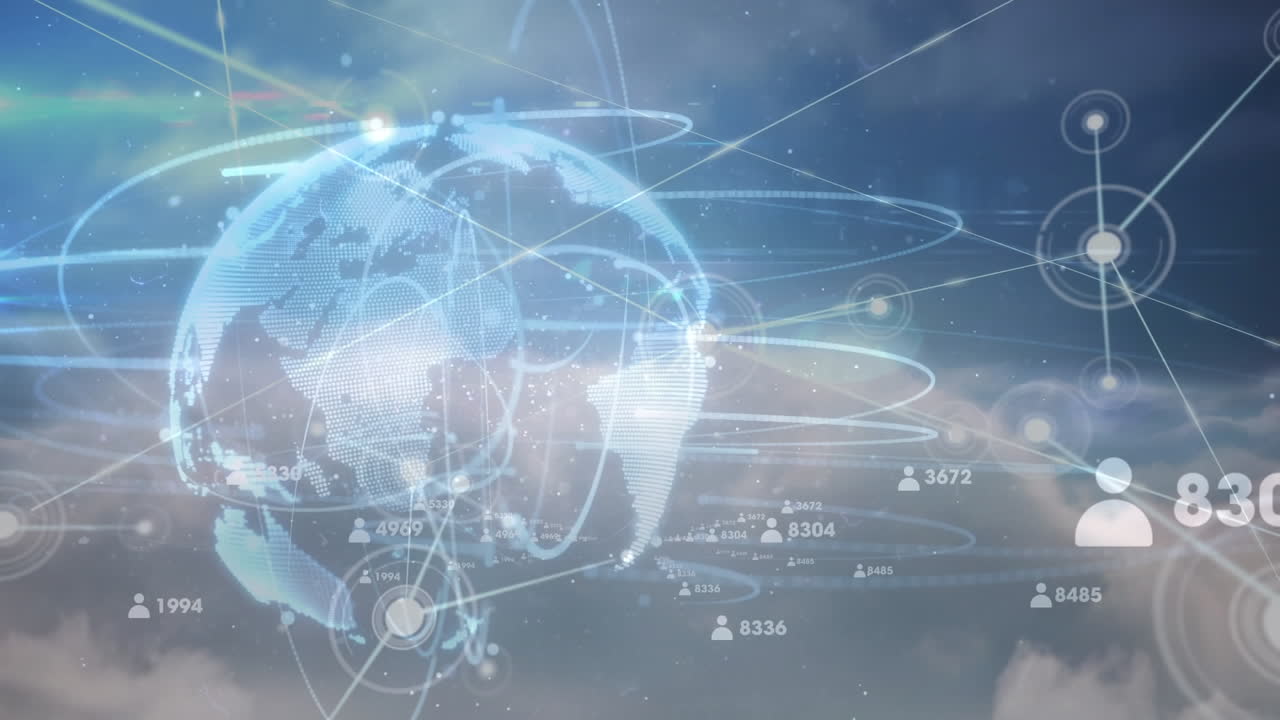 사람들과의 연결의 네트워크와 함께 지구의 애니메이션 아이콘