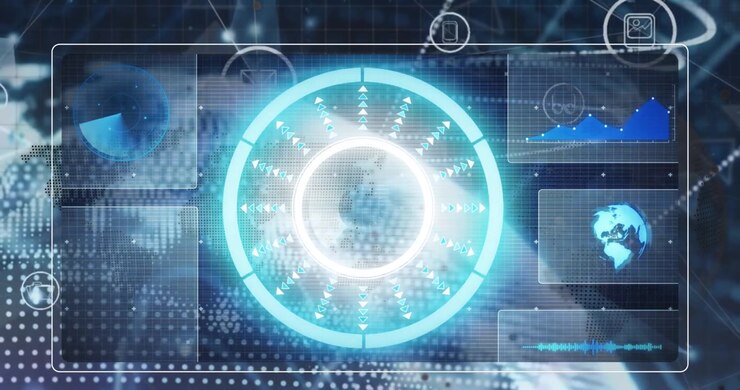 Animation of digital data processing over globe