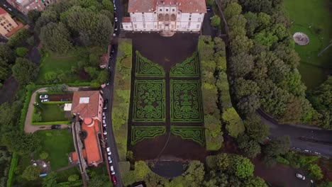 villa aldobrandini with maze garden aerial reveal frascati, italy