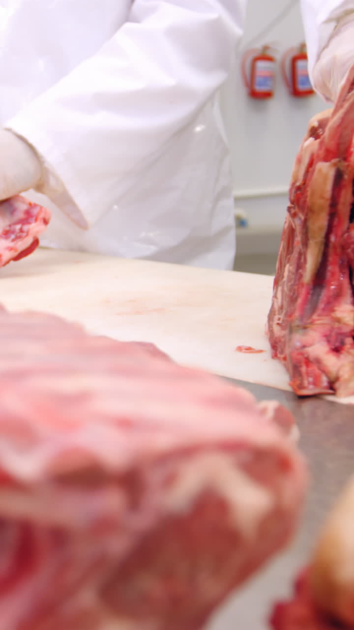 Team of butchers working