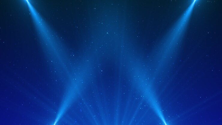 Deep cyber stage waves lights futuristic digital award spotlight art waving lines particles big data