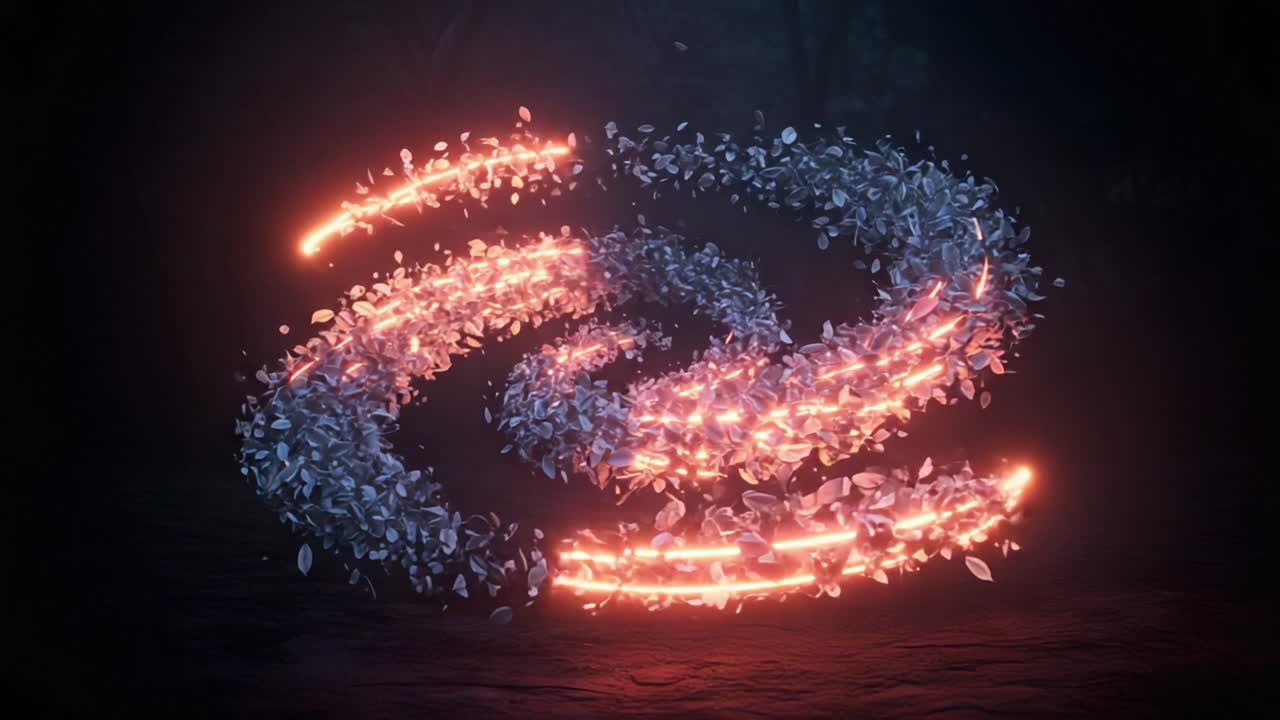 A Beautiful Twirling Galaxy of Glowing Petals Surrounded by a Mysterious Dark Background in a Captivating Dance of Light and Color