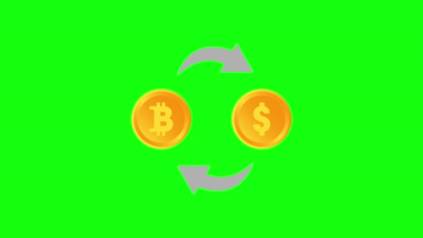 exchange bitcoin dollar icon green screen