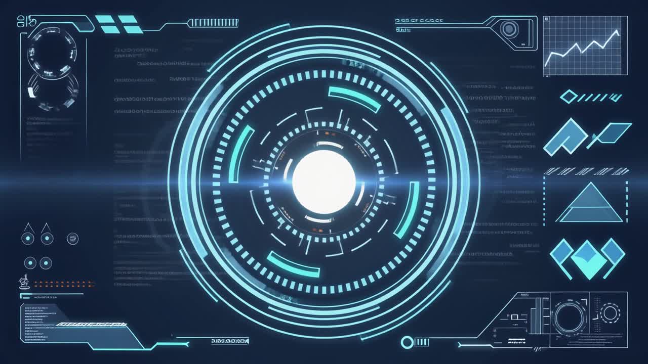 Animated Futuristic Head-Up Display with Digital Data
