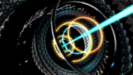 3d motion graphic elements, abstract hi-tech circle, robotic mechanical gear ui. 4k loop