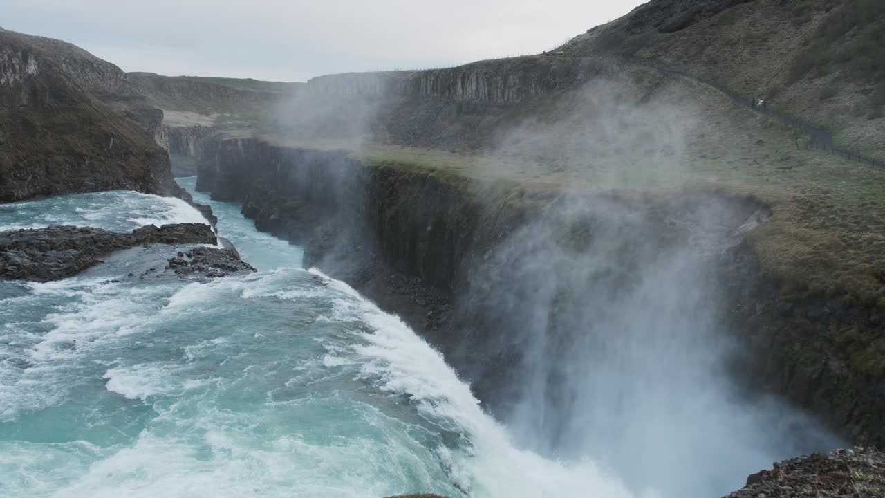 Mist Rising Off Gullfoss Waterfall In Iceland