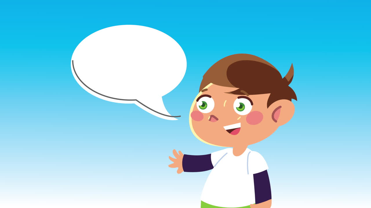 niño hablando con burbuja de habla