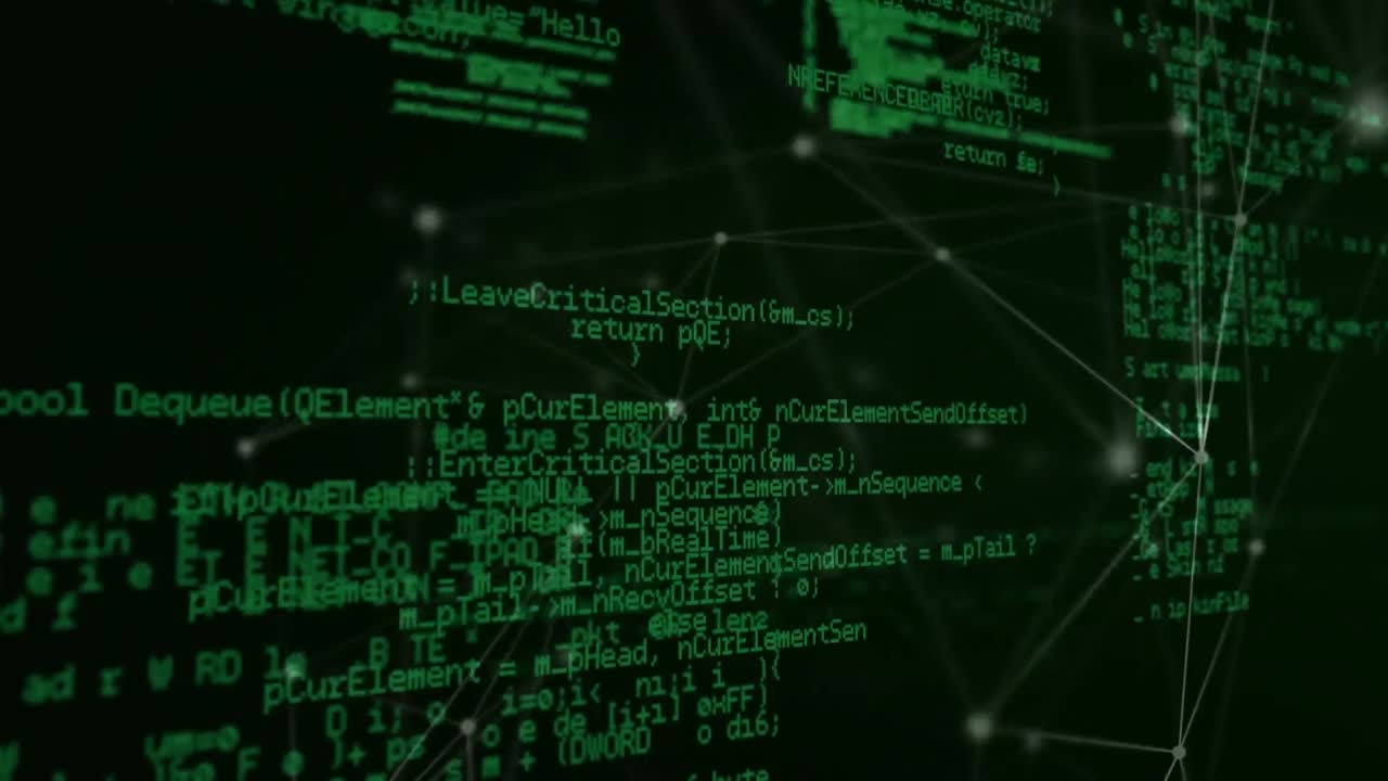 Animation of network of connections and diverse data processing in digital space