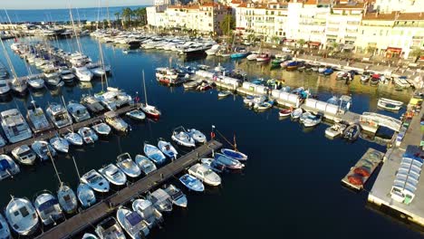 Aerial-shot-flying-over-the-Port-Pierre-Canto-in-Cannes