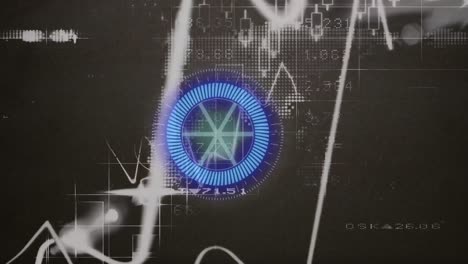 animación del procesamiento de datos con escaneo de alcance sobre rastros de luz sobre fondo negro