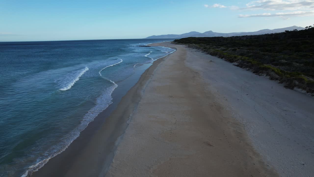 Dianas Basin Beach In Tasmania, Australia - Aerial Pullback