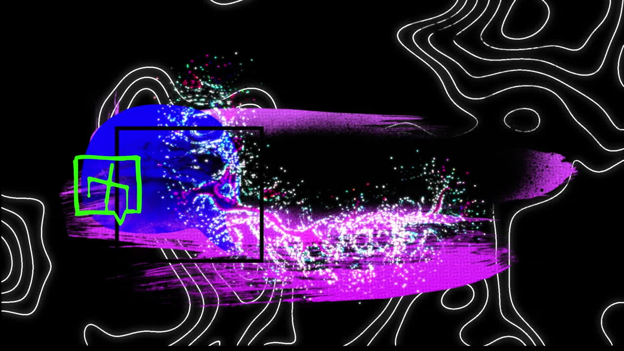 animación de gráficos geométricos coloridos sobre fondo negro y líneas en movimiento